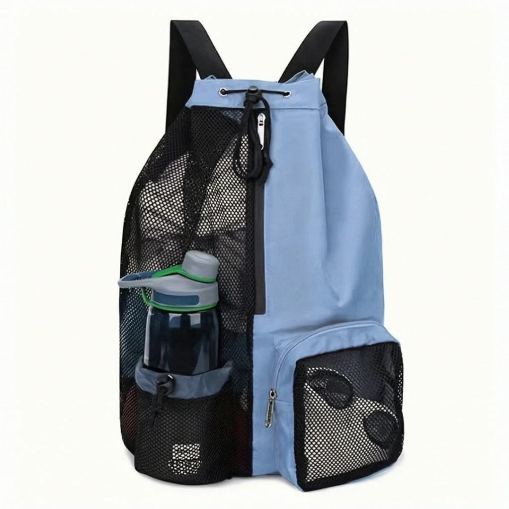 Ventilated Drawstring Sports Backpack with Wet Gear Compartment