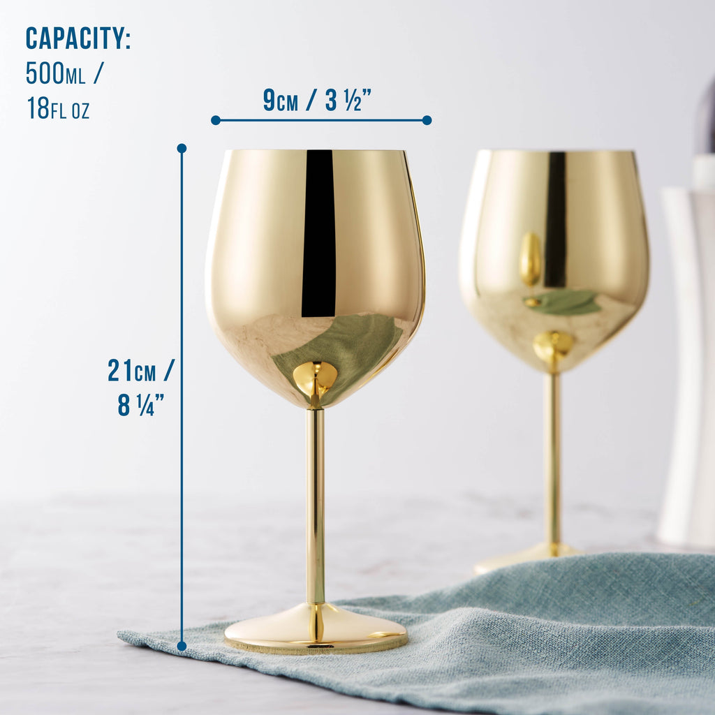 Premium Gold Stainless Steel Wine Glasses with Shatterproof Design | Perfect for Home Bars and Outdoor Gatherings