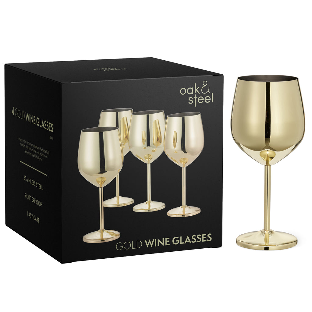 Premium Gold Stainless Steel Wine Glasses with Shatterproof Design | Perfect for Home Bars and Outdoor Gatherings