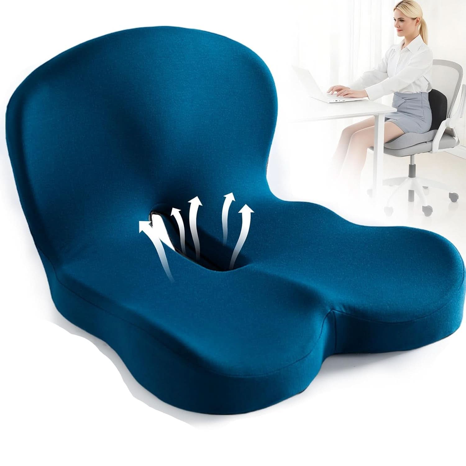 ErgoNest Memory Foam Seat Cushion with Washable Cover for Office Car