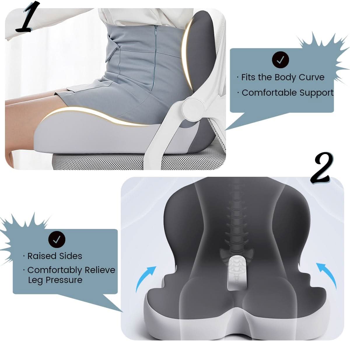 ErgoNest Memory Foam Seat Cushion with Washable Cover for Office Car
