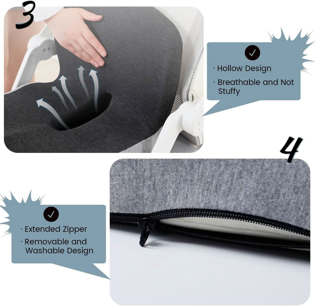 ErgoNest Memory Foam Seat Cushion with Washable Cover for Office Car
