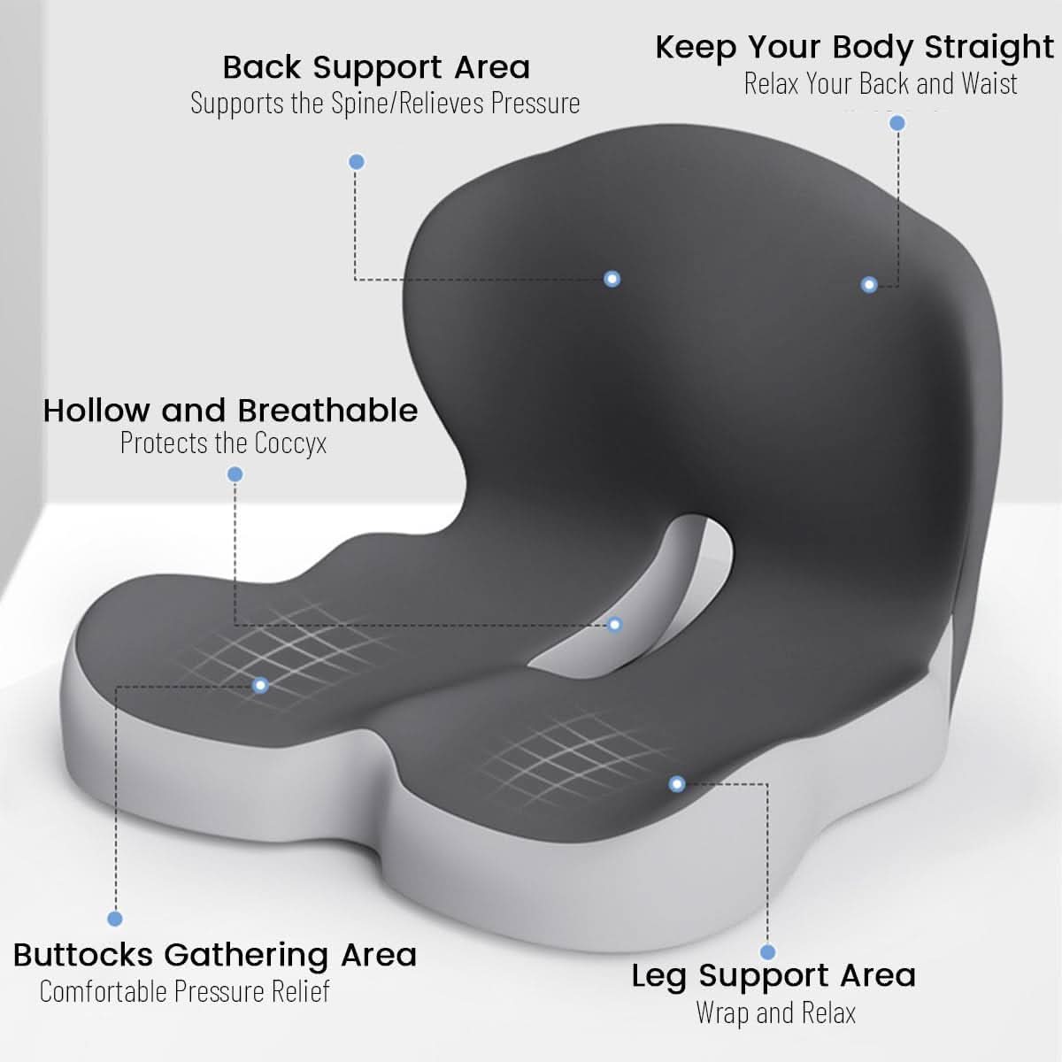 ErgoNest Memory Foam Seat Cushion with Washable Cover for Office Car