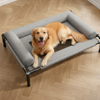 Breathable Elevated Pet Lounger with Mesh Center and Steel Frame