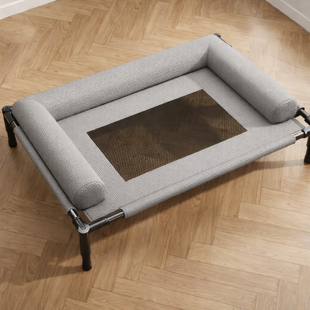Breathable Elevated Pet Lounger with Mesh Center and Steel Frame