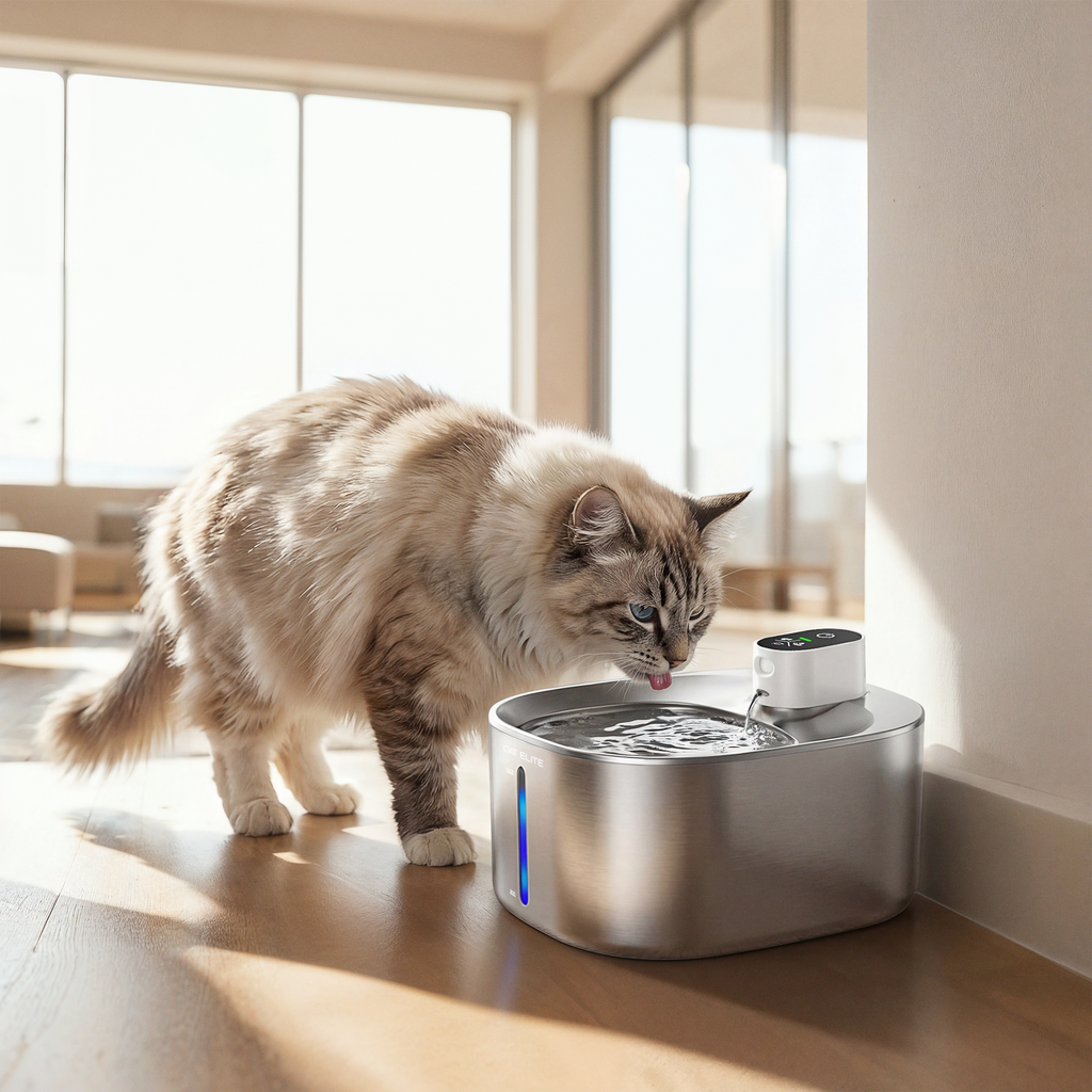 PurePaw Flow Cat Water Fountain Quiet Filtered Pet Drinking Fountain