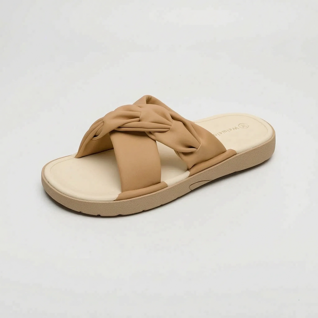 CoastTwist Women's Flat Slip-On Sandals with Twisted Strap