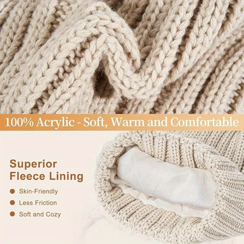 FrostLoom 3 Piece Winter Knit Set with Hat Scarf and Touch Gloves
