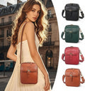 Secure Compact Leather Crossbody Bag with Anti-Theft Zippers