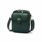 Secure Compact Leather Crossbody Bag with Anti-Theft Zippers