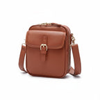 Secure Compact Leather Crossbody Bag with Anti-Theft Zippers