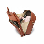 Secure Compact Leather Crossbody Bag with Anti-Theft Zippers