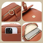 Secure Compact Leather Crossbody Bag with Anti-Theft Zippers