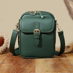 Secure Compact Leather Crossbody Bag with Anti-Theft Zippers