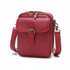 Secure Compact Leather Crossbody Bag with Anti-Theft Zippers