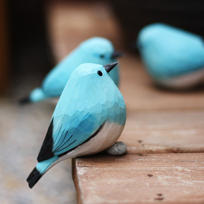 NordPerch Wooden Bird Figurines Scandinavian Home Decor Set