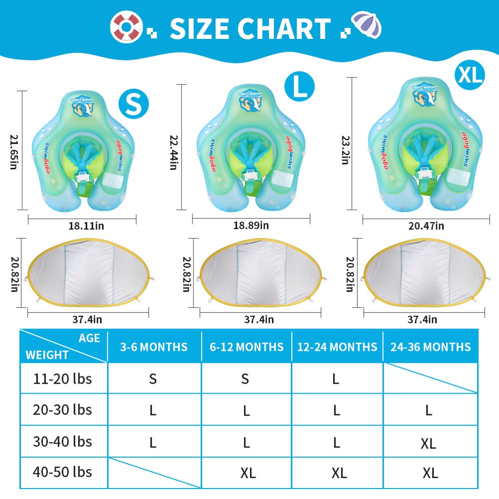 SunnyFloat Baby Swim Ring with Removable Sunshade