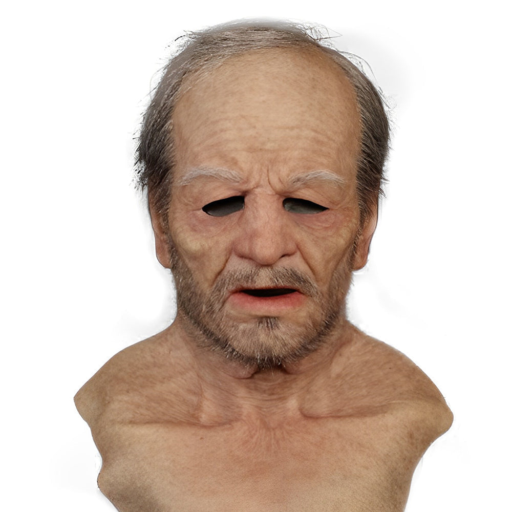 Realistic Old Man Latex Costume Mask for Adults