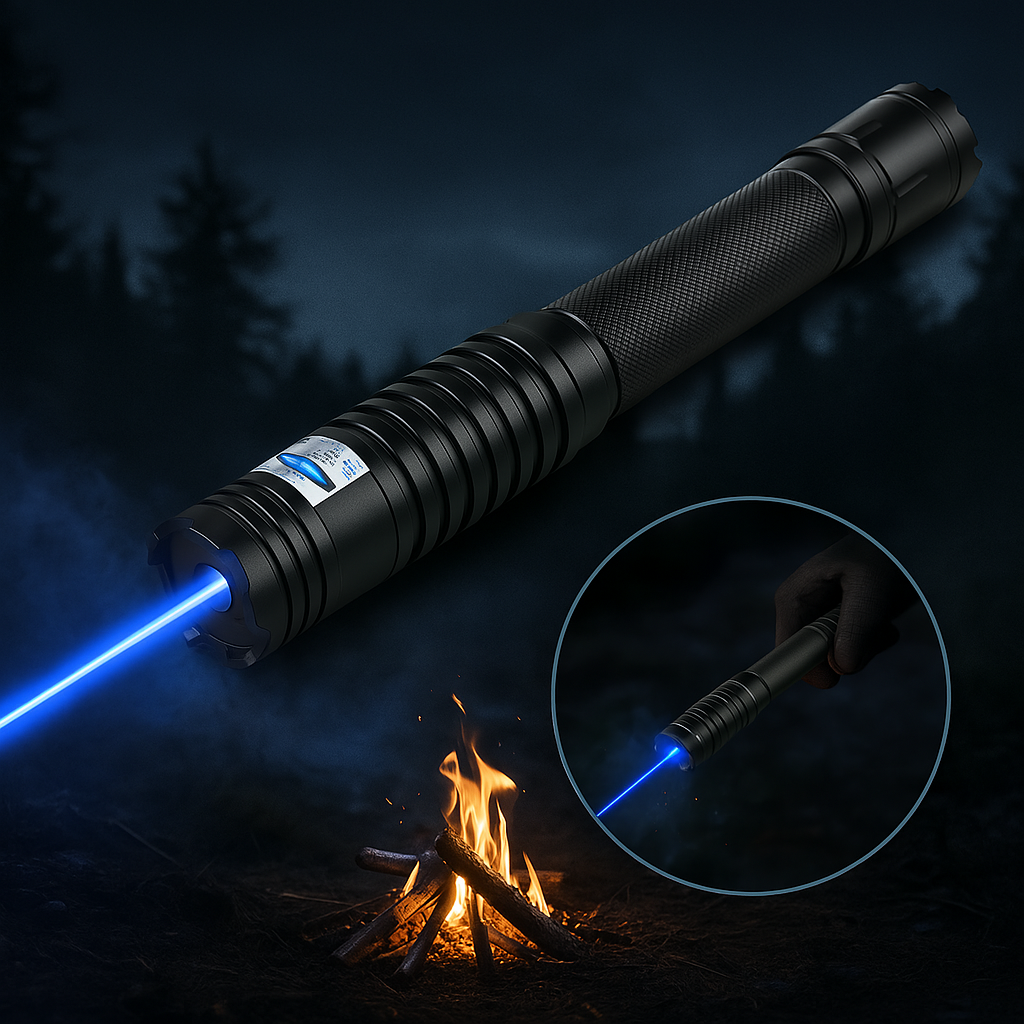 PowerBeam Tactical Flashlight | Rechargeable Blue Laser with 5000m Range | Aluminum Outdoor Light
