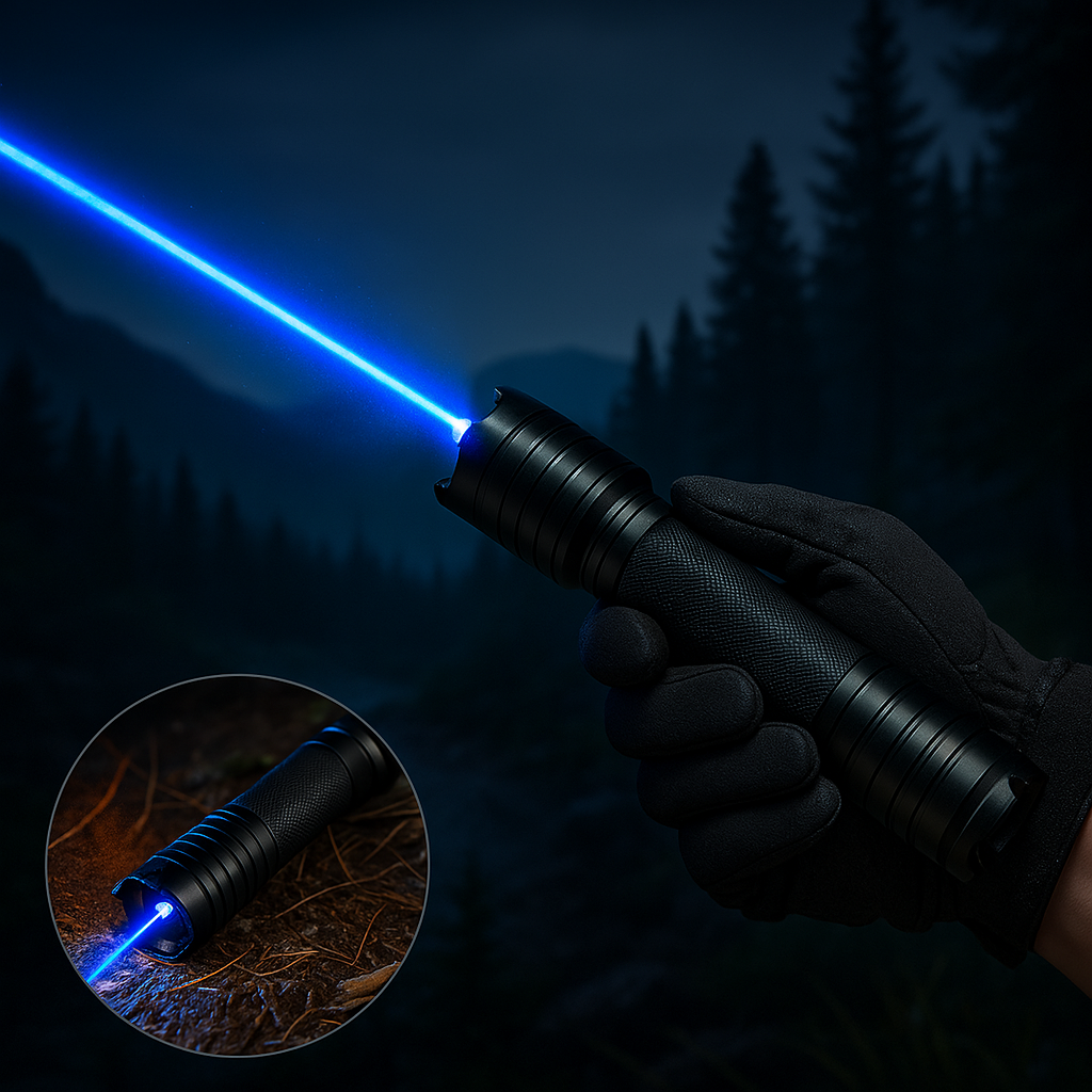 PowerBeam Tactical Flashlight | Rechargeable Blue Laser with 5000m Range | Aluminum Outdoor Light