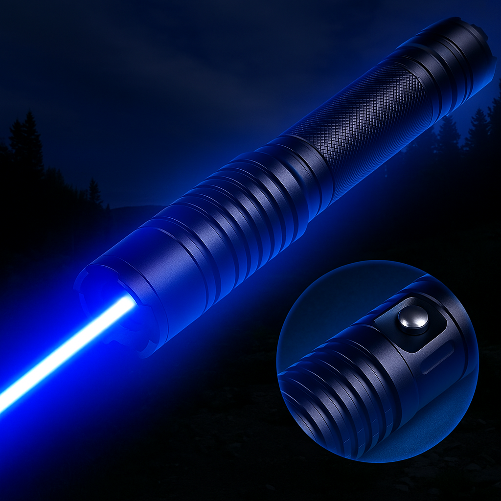 PowerBeam Tactical Flashlight | Rechargeable Blue Laser with 5000m Range | Aluminum Outdoor Light