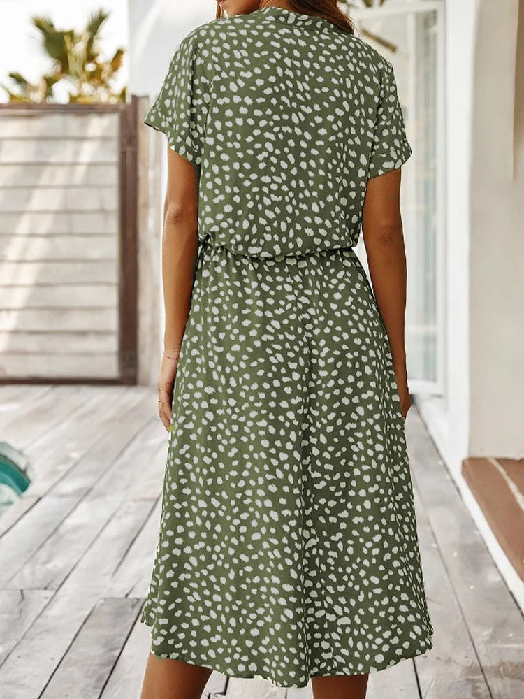 Elowen Printed Midi Dress for Women Lightweight Summer Casual Dress