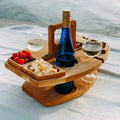 Oakridge Foldable Wooden Picnic Table with Glass & Snack Holders