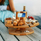 Oakridge Foldable Wooden Picnic Table with Glass & Snack Holders