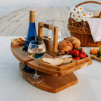 Oakridge Foldable Wooden Picnic Table with Glass & Snack Holders