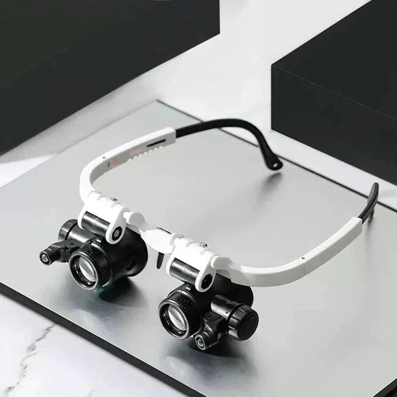 Professional Hands-Free Magnification Headset with Dual LED Lights - 8x 15x 23x Zoom
