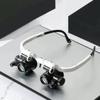 Professional Hands-Free Magnification Headset with Dual LED Lights - 8x 15x 23x Zoom