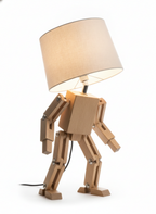 Lampada da tavolo in legno regolabile con braccio robotico