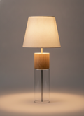 Lampada da terra formale in vetro e legno