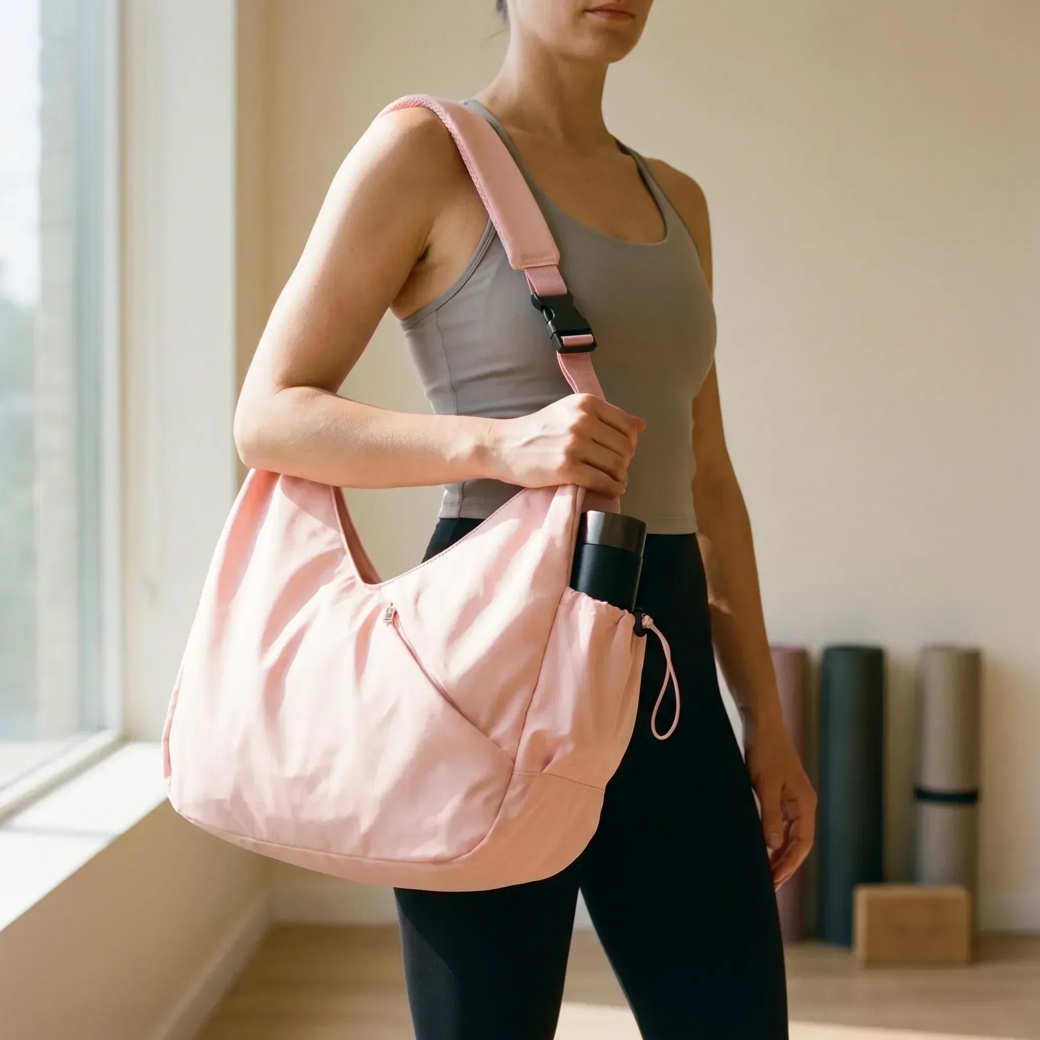 Dual-Compartment Yoga Mat Tote Bag with Wet Storage