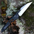 Compact Automatic Wharncliffe Folding Knife with Push-Button Opening
