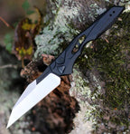 Compact Automatic Wharncliffe Folding Knife with Push-Button Opening