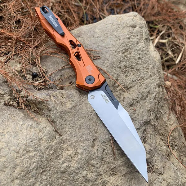Compact Automatic Wharncliffe Folding Knife with Push-Button Opening