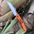 Compact Automatic Wharncliffe Folding Knife with Push-Button Opening
