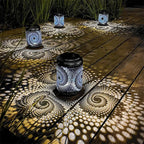Spiral Pattern Solar Garden Lantern with Automatic Dusk Lighting