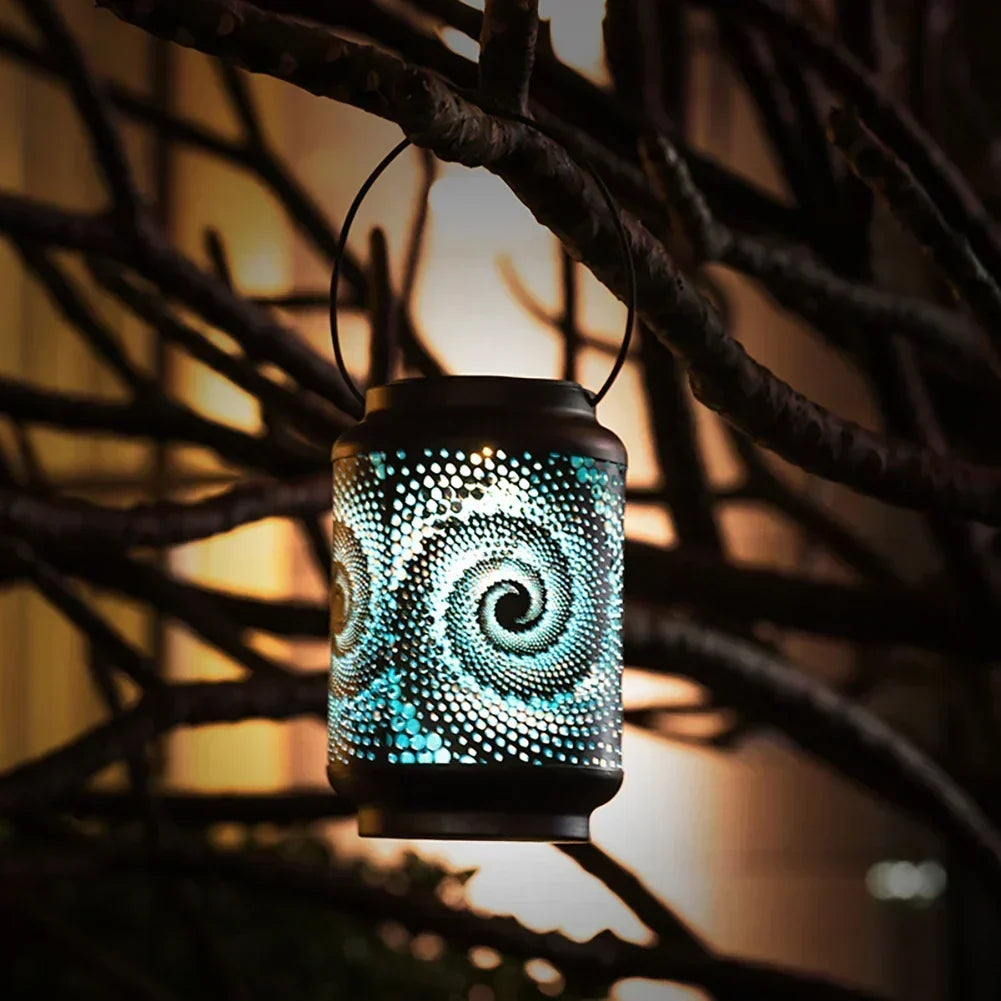 Spiral Pattern Solar Garden Lantern with Automatic Dusk Lighting