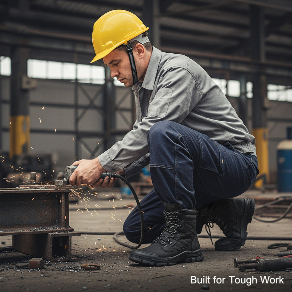 ForgeStep Steel Toe Safety Boots | Protective Work Boots with Side Zipper