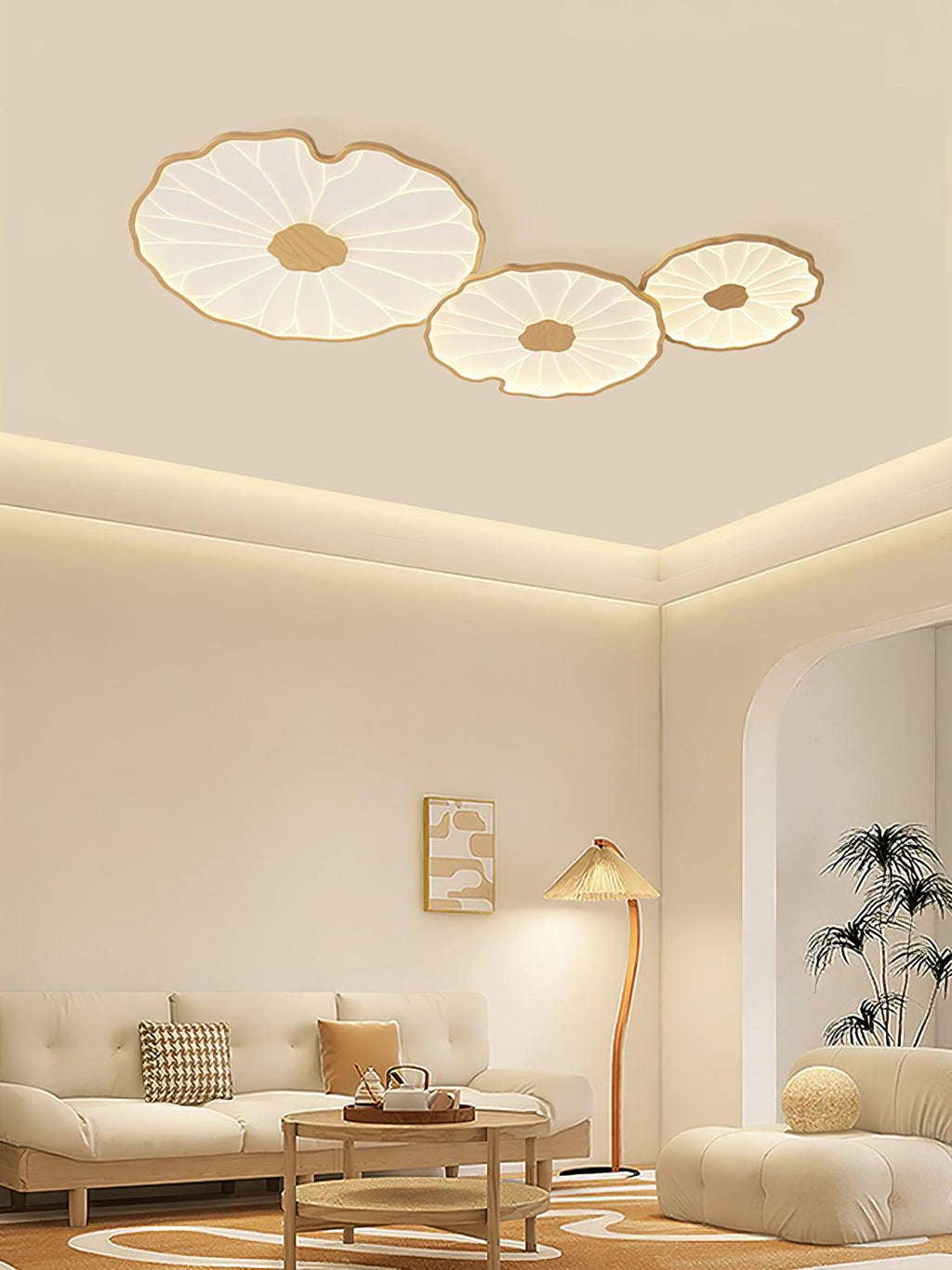 LotoLume Plafonnier LED Design Feuille de Lotus