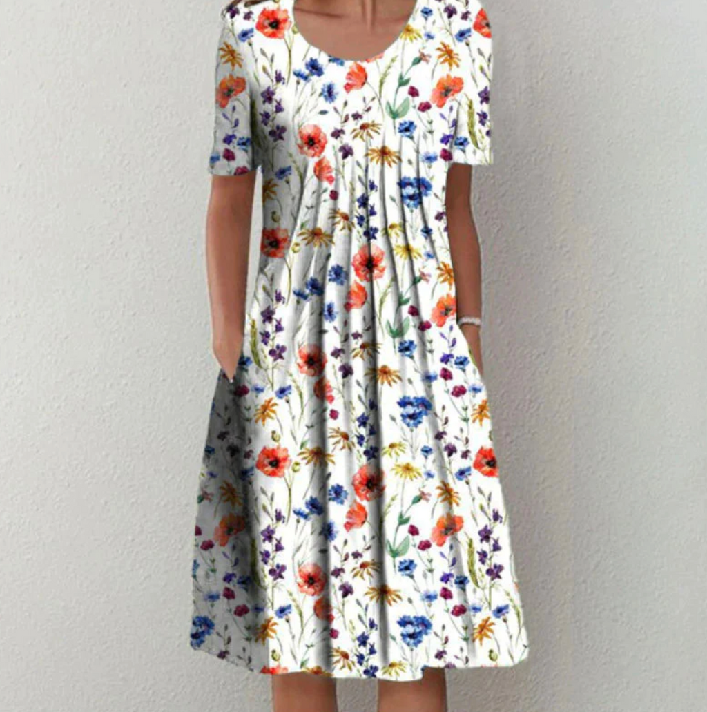 SunViva Women's Printed Midi Dress with Relaxed Summer Fit