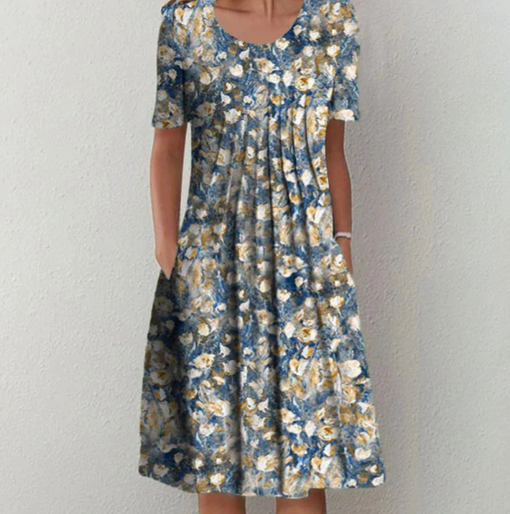 SunViva Women's Printed Midi Dress with Relaxed Summer Fit