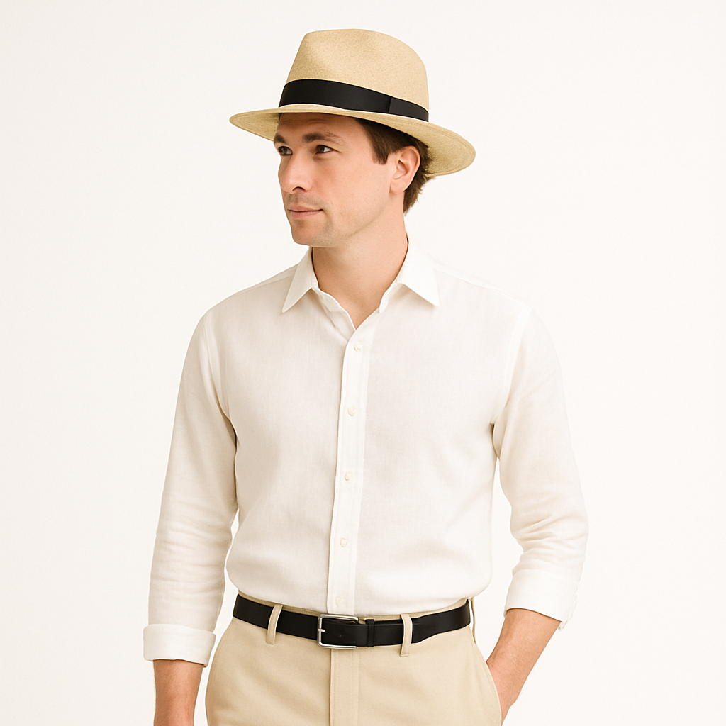Men's Panama Straw Summer Hat Wide Brim Lightweight