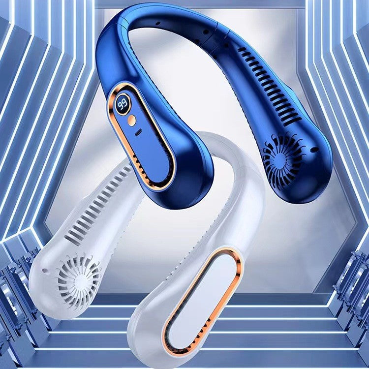 Portable Neck Cooling Fan with Digital Speed Display – Lightweight & Rechargeable