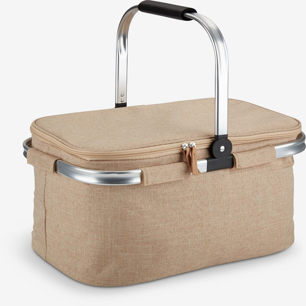 NatureCarry Insulated Woven Picnic Basket with Zipper Lid
