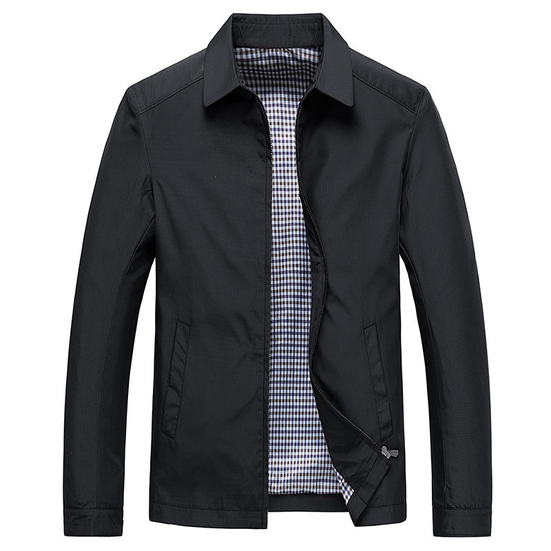 HarrowField Men's Zip-Up Windproof Jacket with Checked Lining