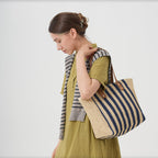 Harbourlane Striped Shopper Tote Bag Spacious Everyday Shoulder Bag