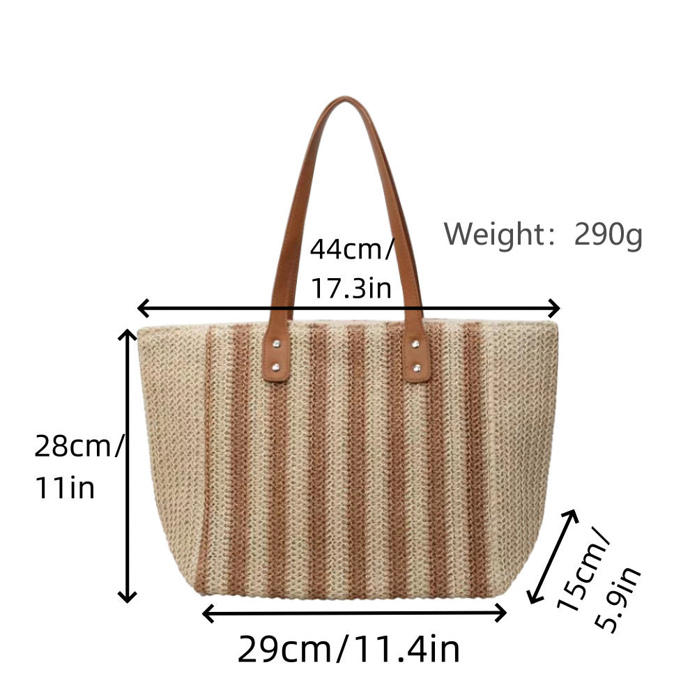 Harbourlane Striped Shopper Tote Bag Spacious Everyday Shoulder Bag